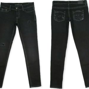 Maurices Black Embelished Skinny Jeans Distressed